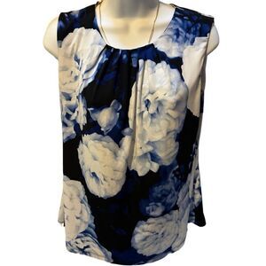 🔥FIRM Calvin Klein Floral Sleeveless Shirt Back Button Closure